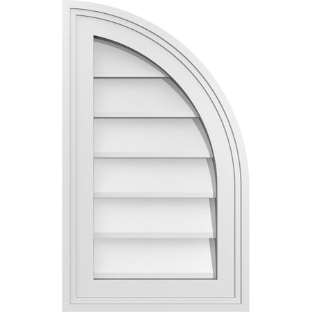 Ekena Millwork Quarter Round Top Right Surface Mount PVC Gable Vent w/ 2"W x 1-1/2"P Brickmould Frame, 12"W x 20"H GVPQR12X2002SN